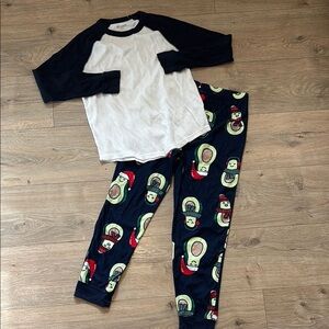 Kids Avocado Print Pajamas - Navy and White Christmas